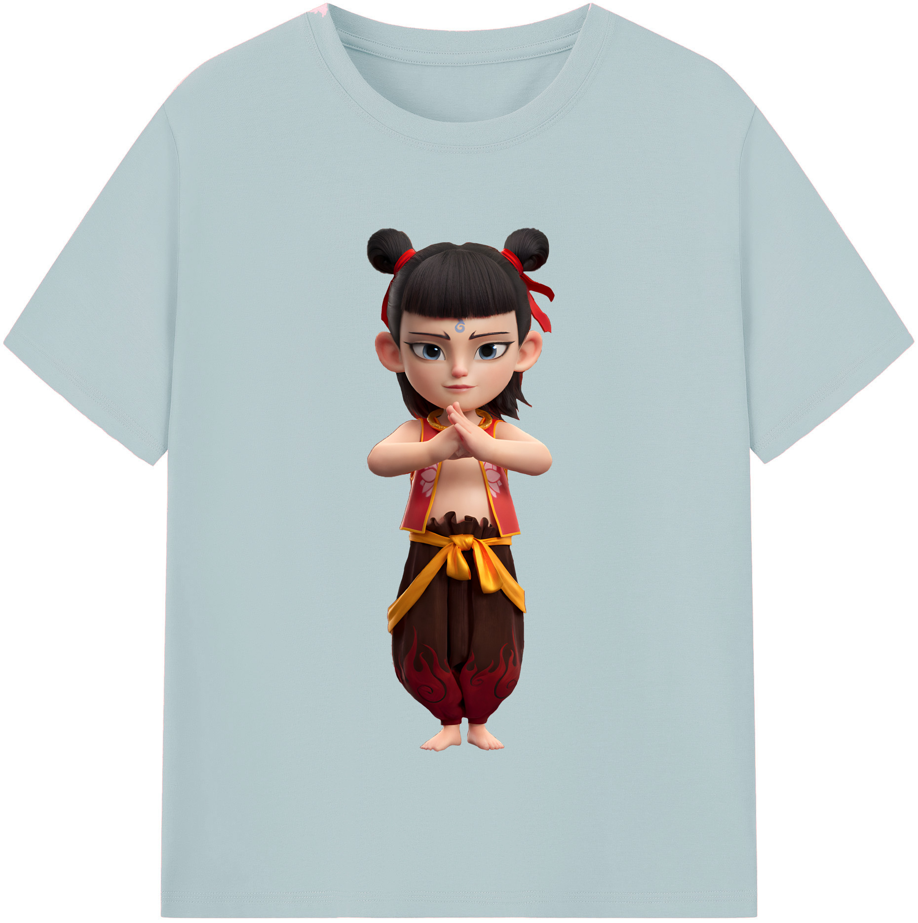 （画像用） Ne Zha 2 ナタ 魔童の大暴れ 綿100％半袖Tシャツ（フロントプリント）